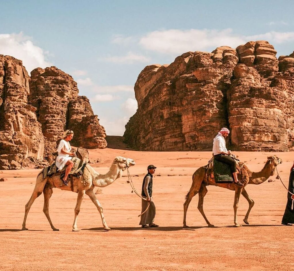 A-wonderful-picture-of-one-of-the-camel-safari-trips-from-Wadi-Al-Rum-Jordan